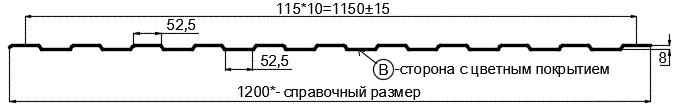 Фото: Профнастил С8 х 1150 - B (ПЭ-01-7024-0.4±0.08мм) в Ступино