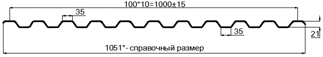 Фото: Профнастил оцинкованный С21 х 1000 (ОЦ-01-БЦ-0.4) в Ступино