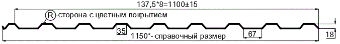 Фото: Профнастил МП20 х 1100 - R (Steelmatt-20-8017-0.4±0.08мм) в Ступино