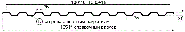 Фото: Профнастил С21 х 1000 - B RETAIL (ПЭ-01-5005-СТ) в Ступино