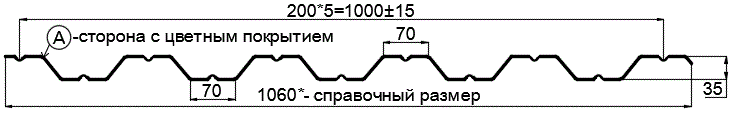 Фото: Профнастил НС35 х 1000 - A (PURMAN-20-Tourmalin-0.5) в Ступино