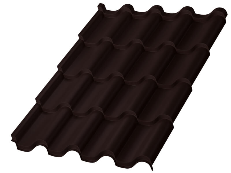 Металлочерепица МП Монтерроса-X (VALORI-20-Темный Брауни-0.5)